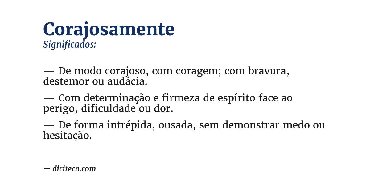 Significado de corajosamente