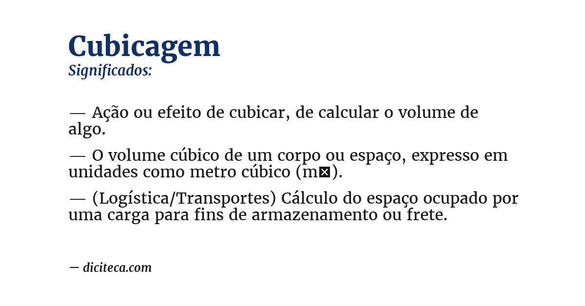 Significado de cubicagem