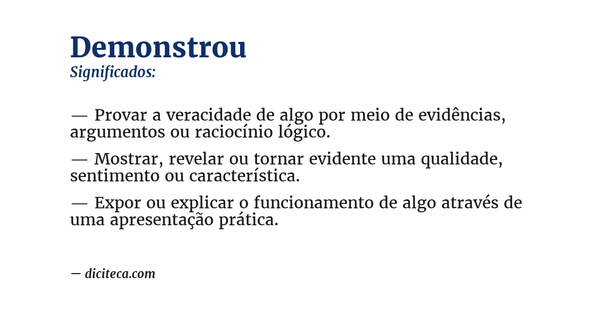 Significado de demonstrou