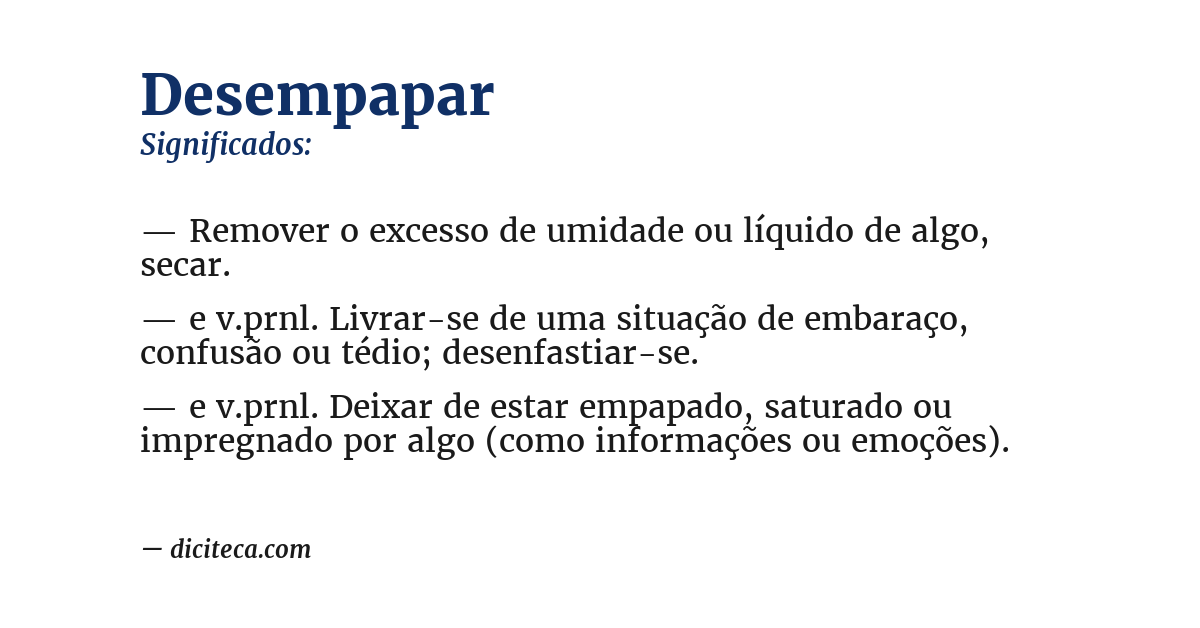 Significado de desempapar
