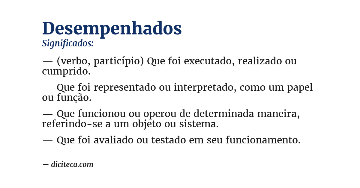 Significado de desempenhados