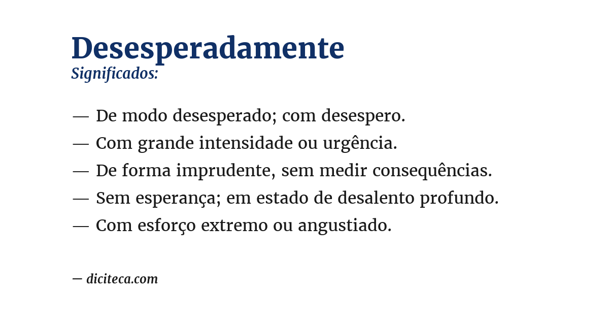 Significado de desesperadamente