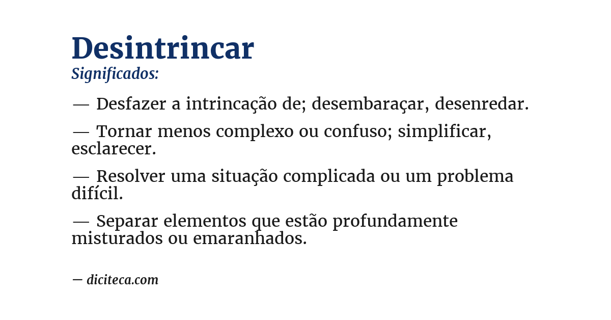 Significado de desintrincar