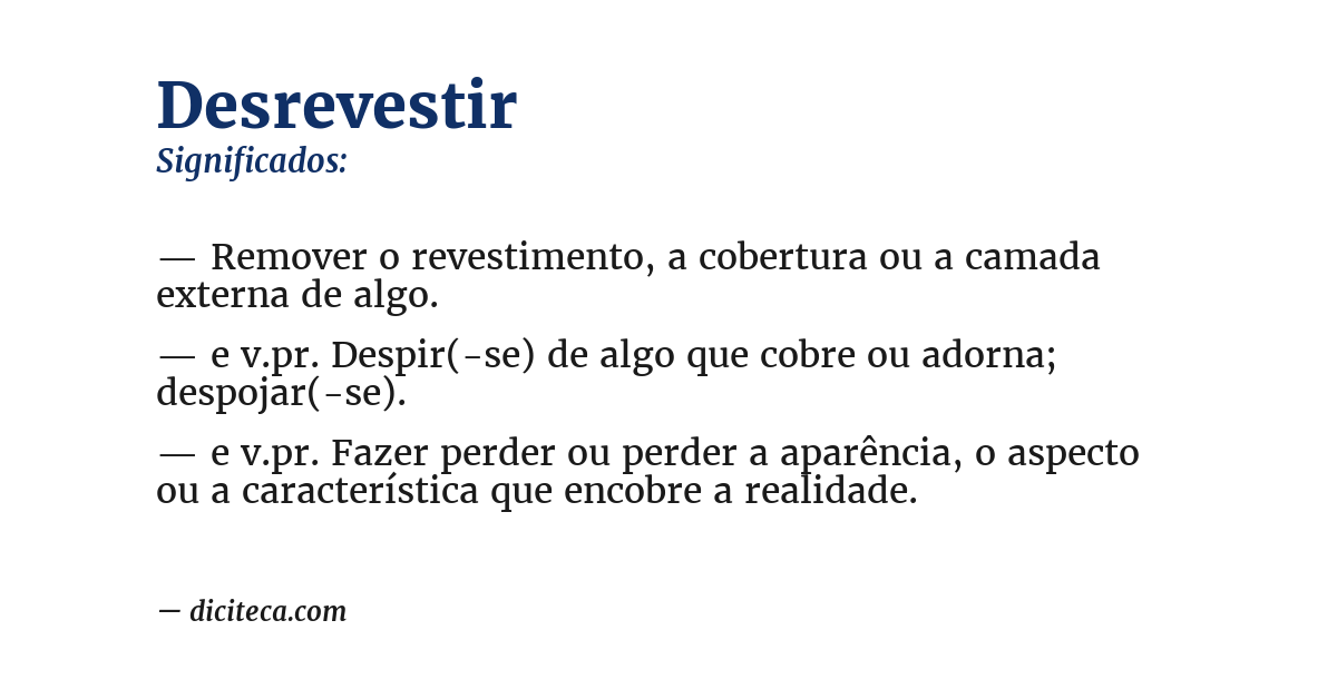 Significado de desrevestir