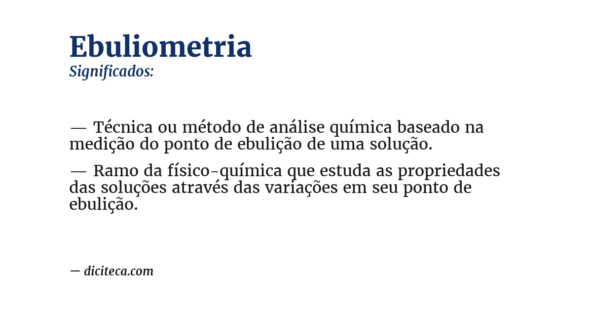 Significado de ebuliometria