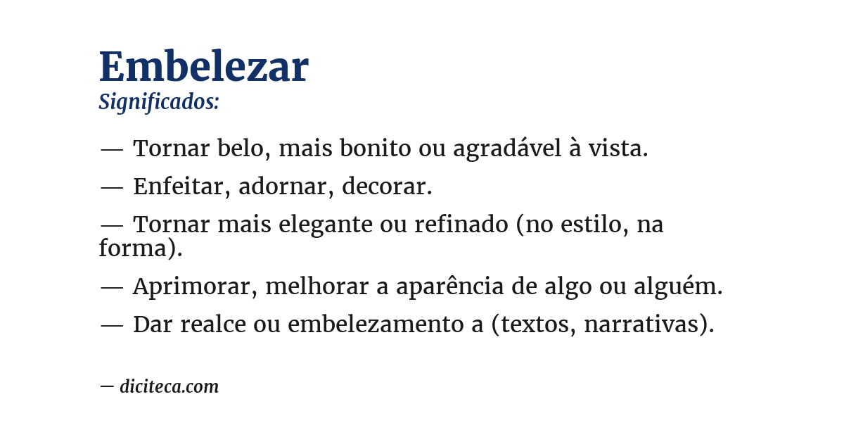 Significado de embelezar
