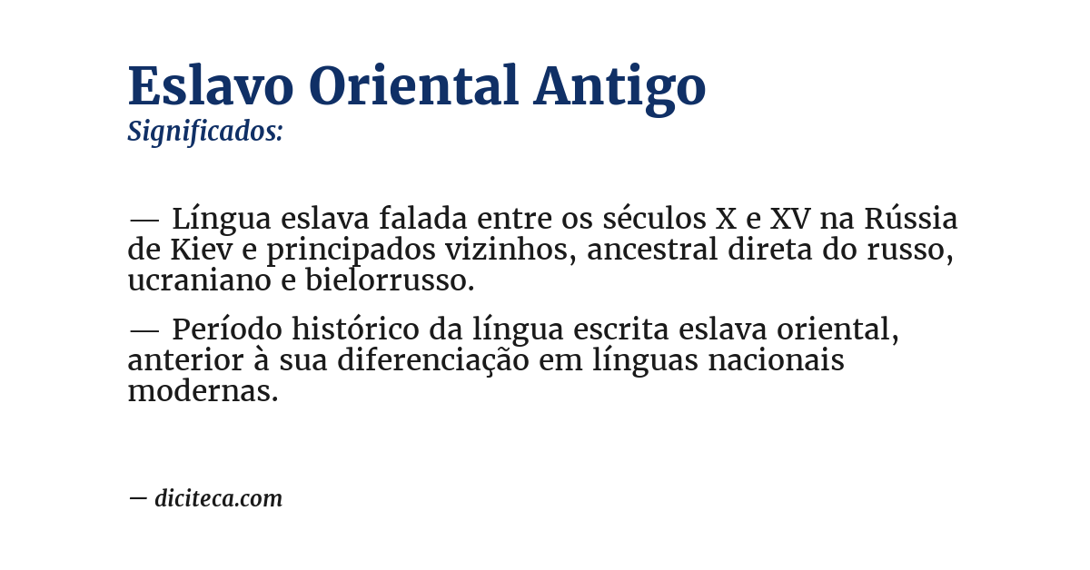 Significado de eslavo oriental antigo