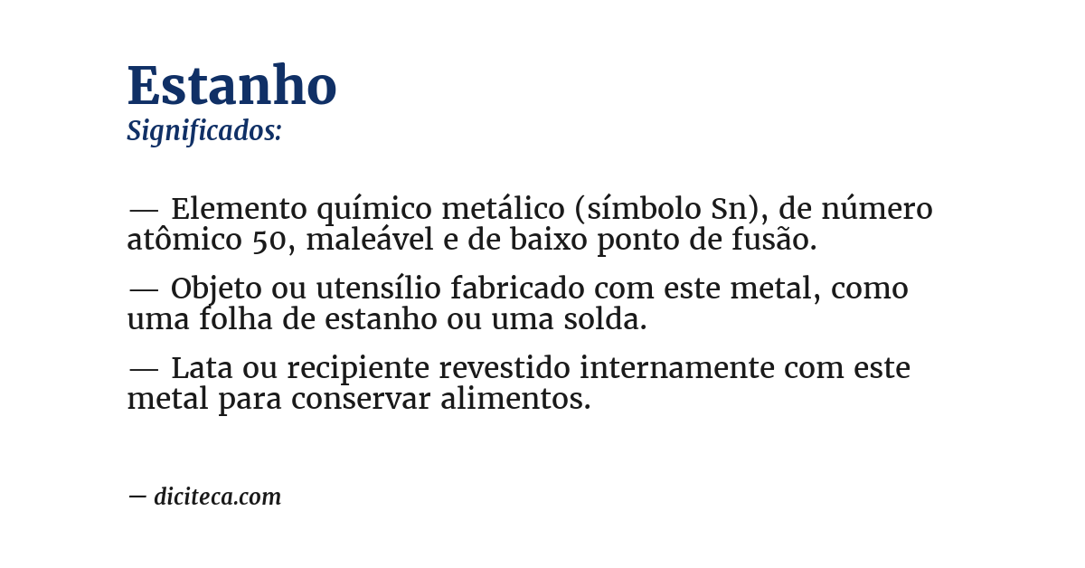 Significado de estanho