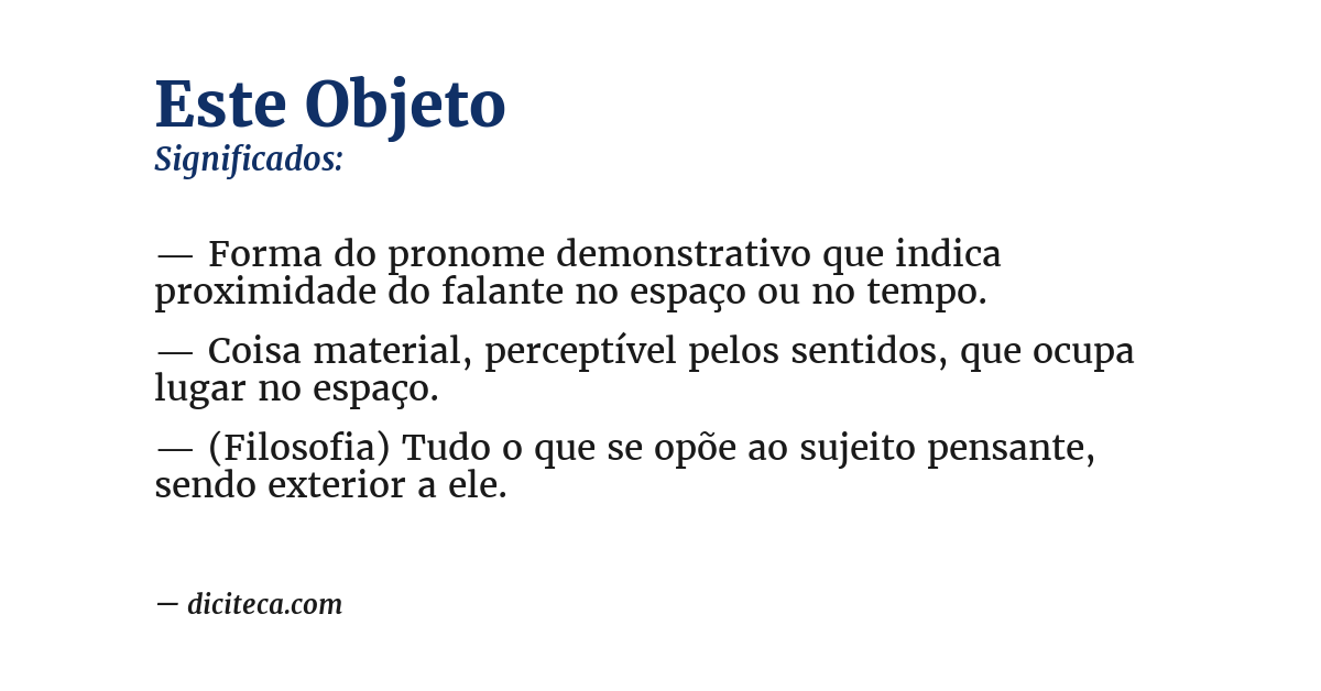 Significado de este objeto