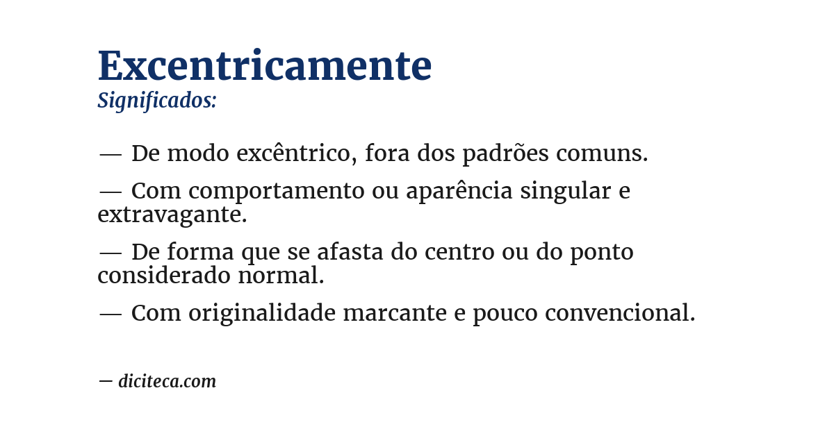 Significado de excentricamente
