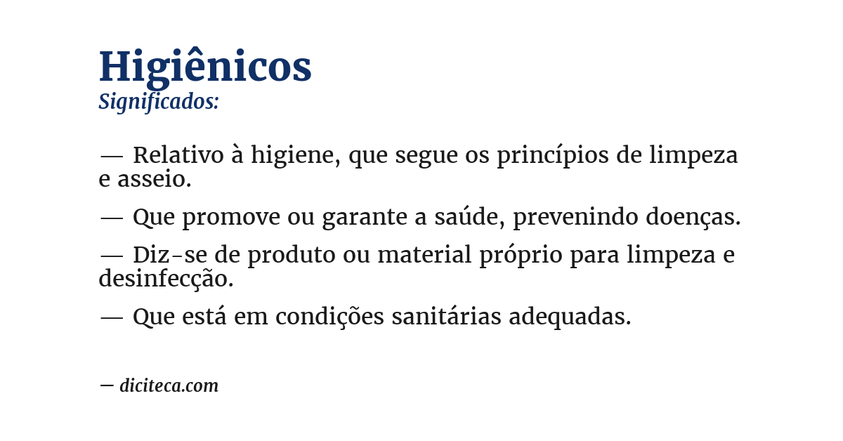 Significado de higiênicos