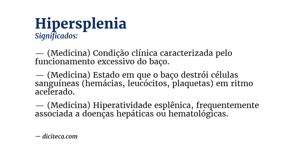 Significado de hipersplenia