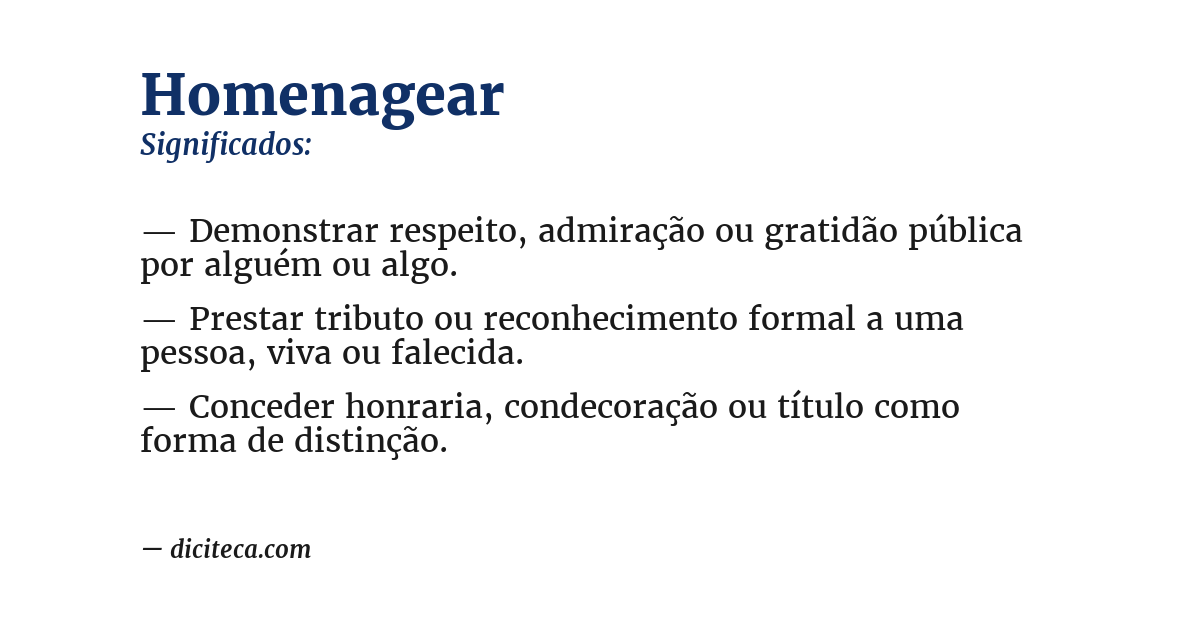 Significado de homenagear