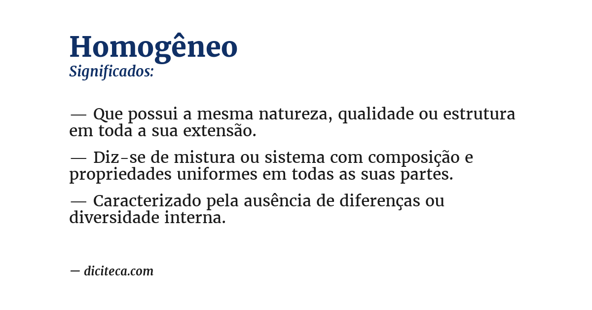 Significado de homogêneo