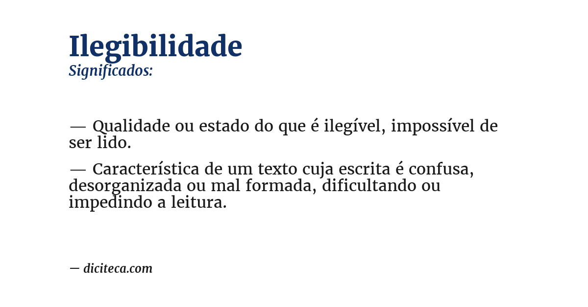 Significado de ilegibilidade