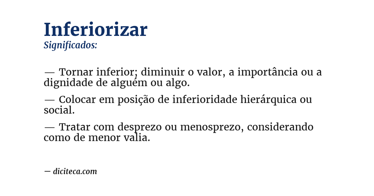 Significado de inferiorizar