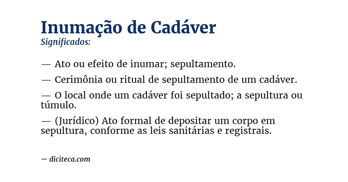 Significado de inumação de cadáver