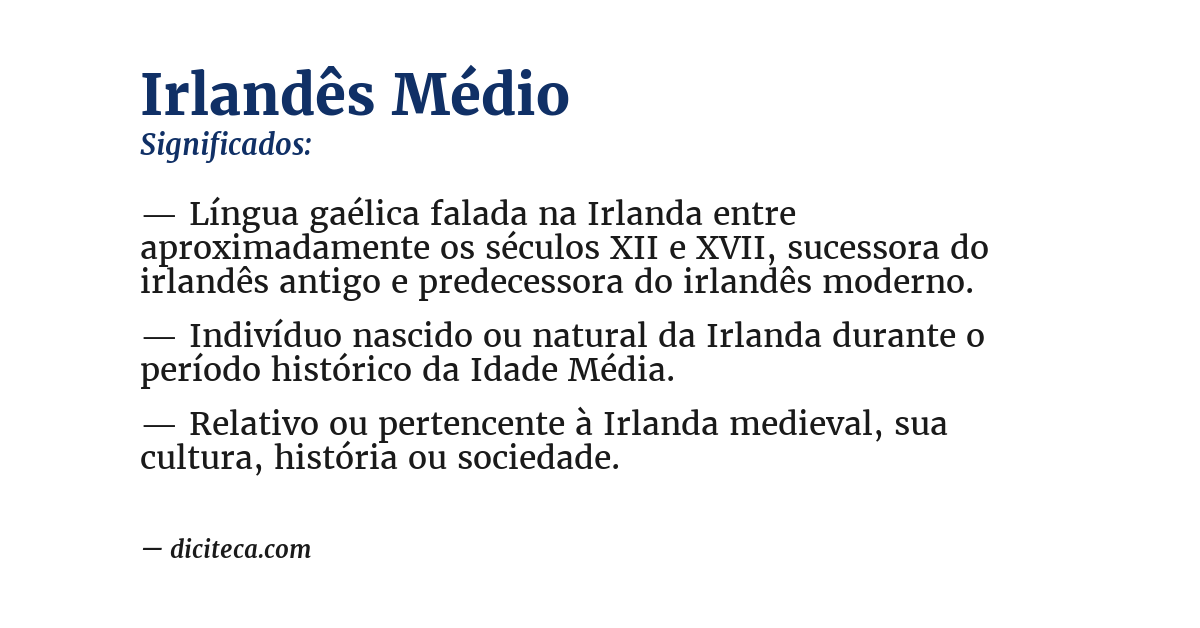 Significado de irlandês médio