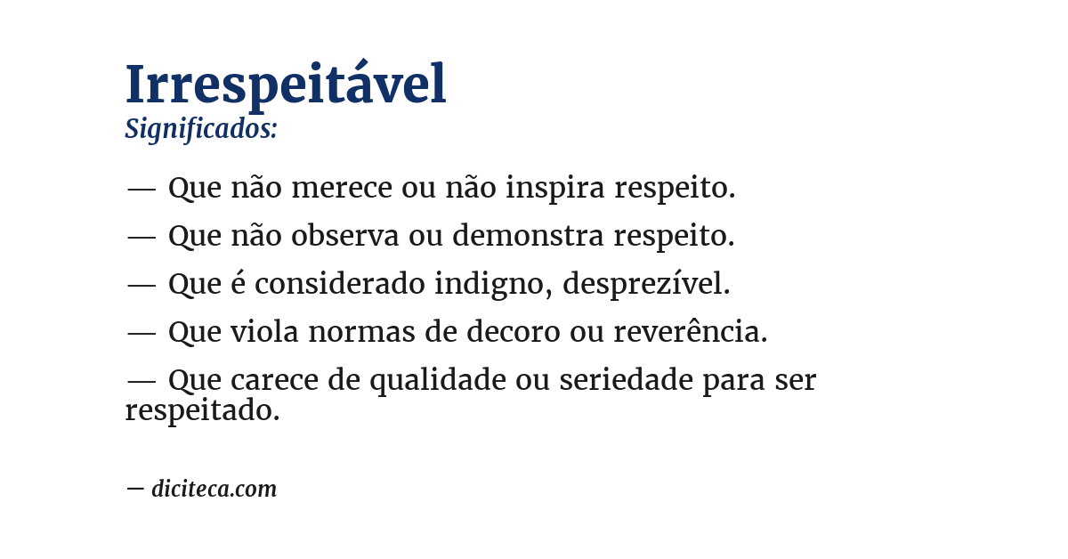 Significado de irrespeitável