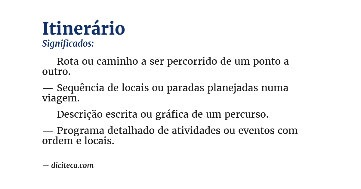 Significado de itinerário