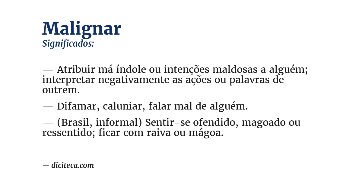 Significado de malignar