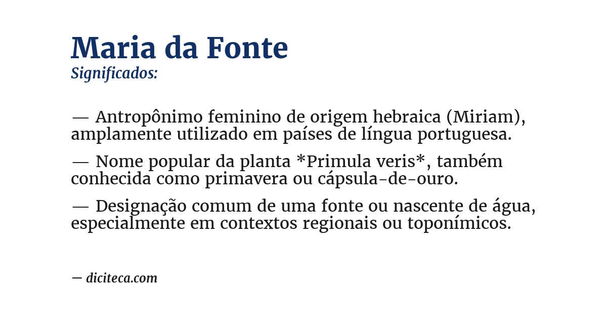 Significado de maria da fonte