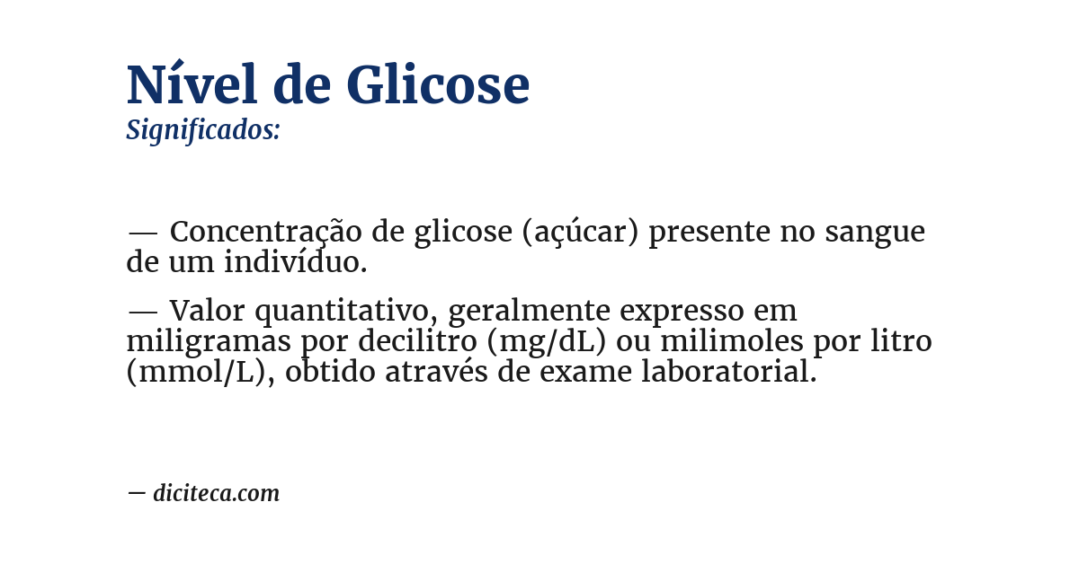 Significado de nível de glicose
