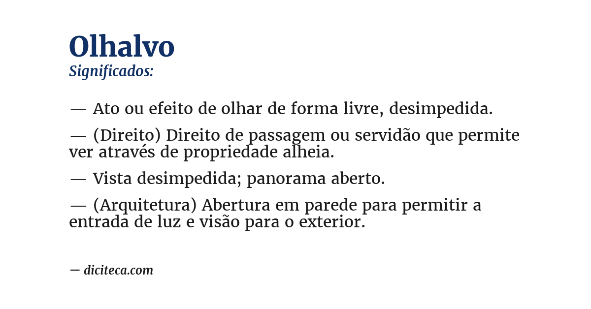 Significado de olhalvo