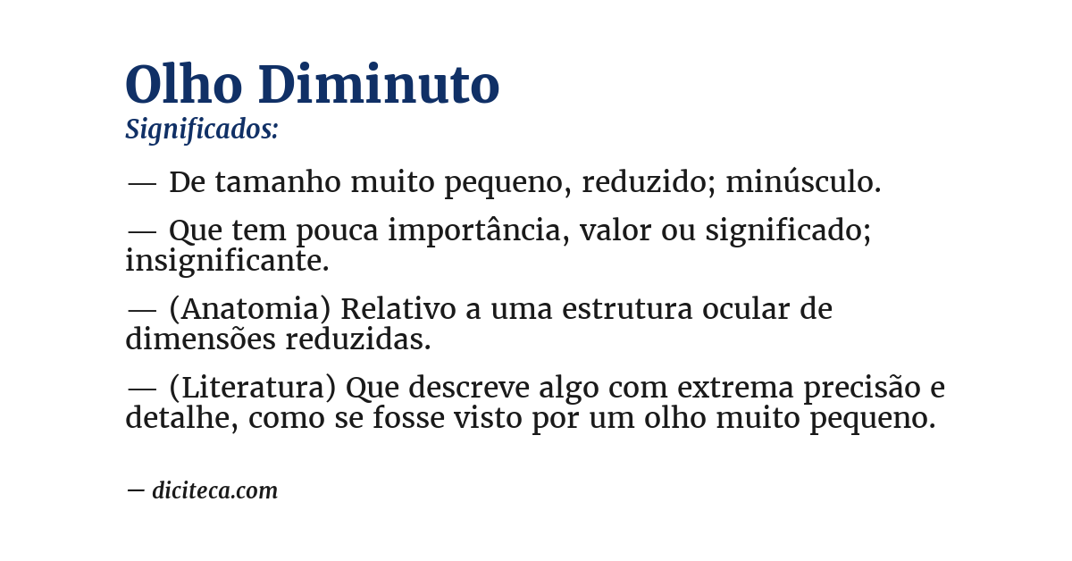 Significado de olho diminuto