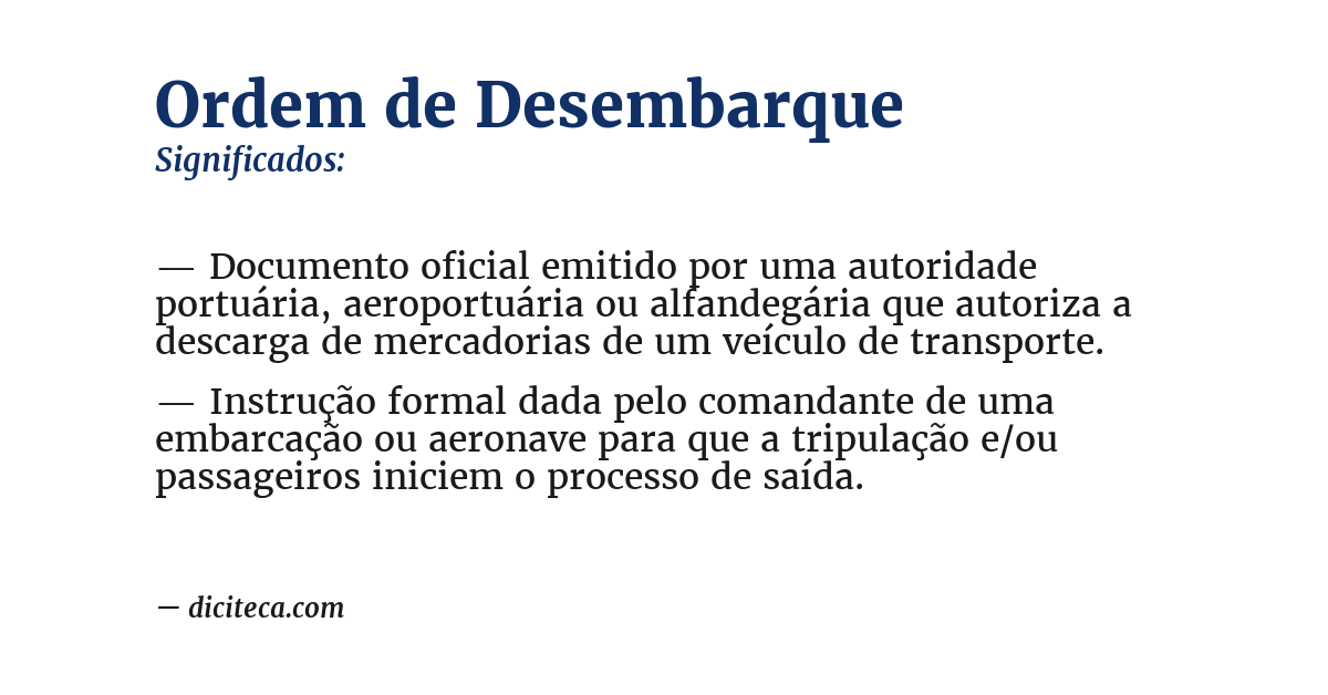 Significado de ordem de desembarque