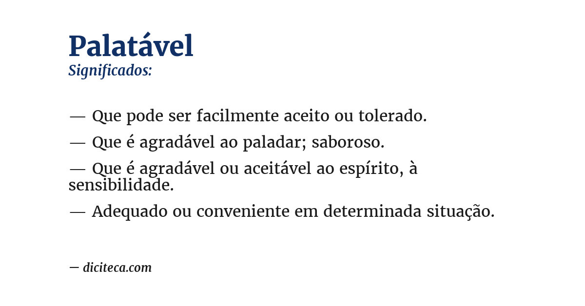 Significado de palatável
