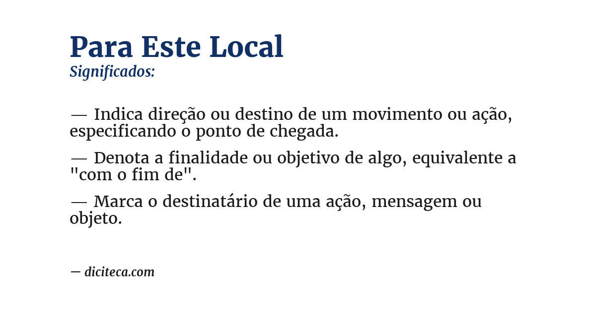 Significado de para este local