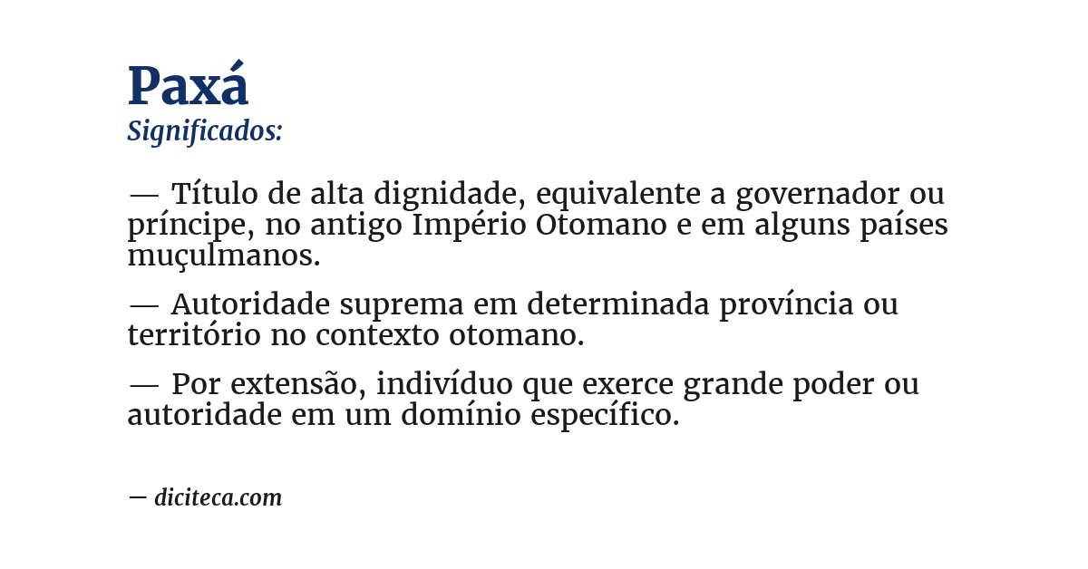 Significado de paxá