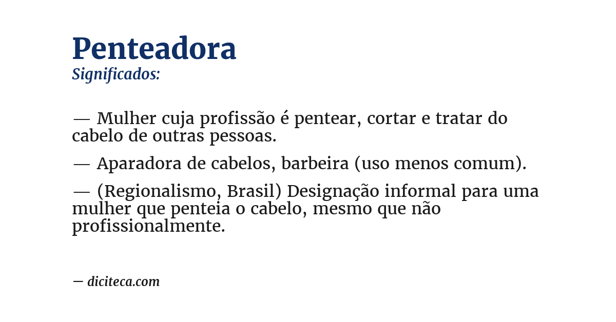 Significado de penteadora