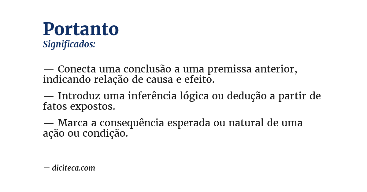 Significado de portanto