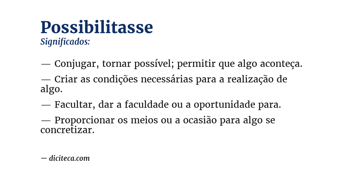 Significado de possibilitasse