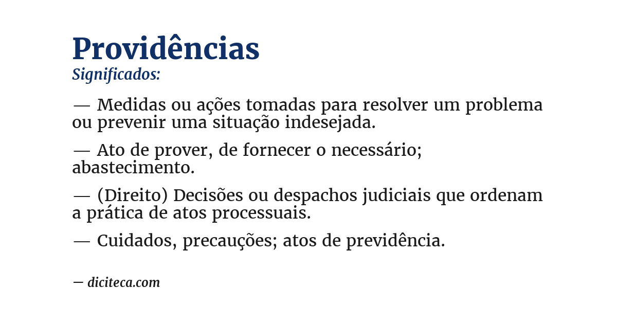 Significado de providências