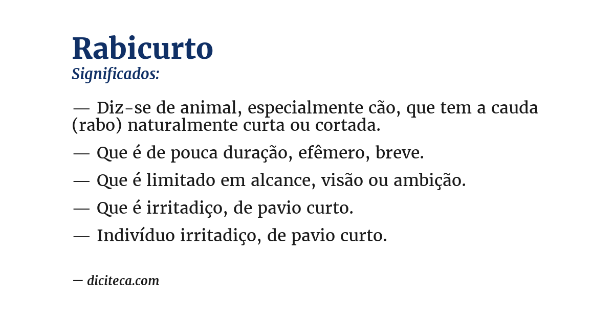 Significado de rabicurto