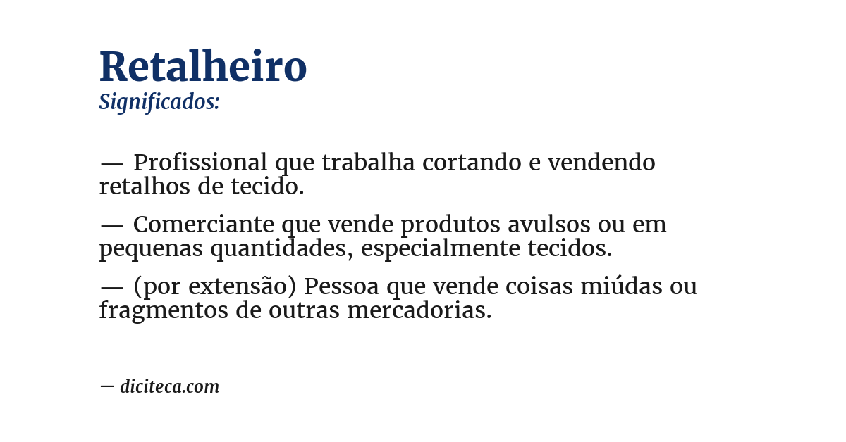 Significado de retalheiro