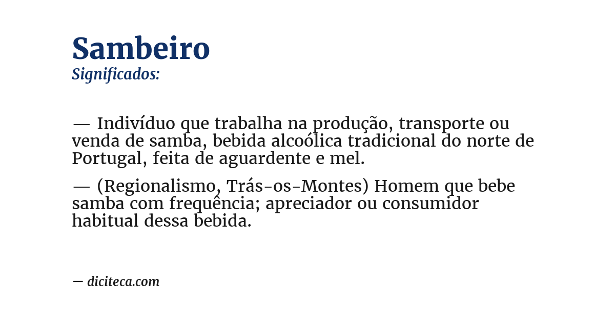 Significado de sambeiro