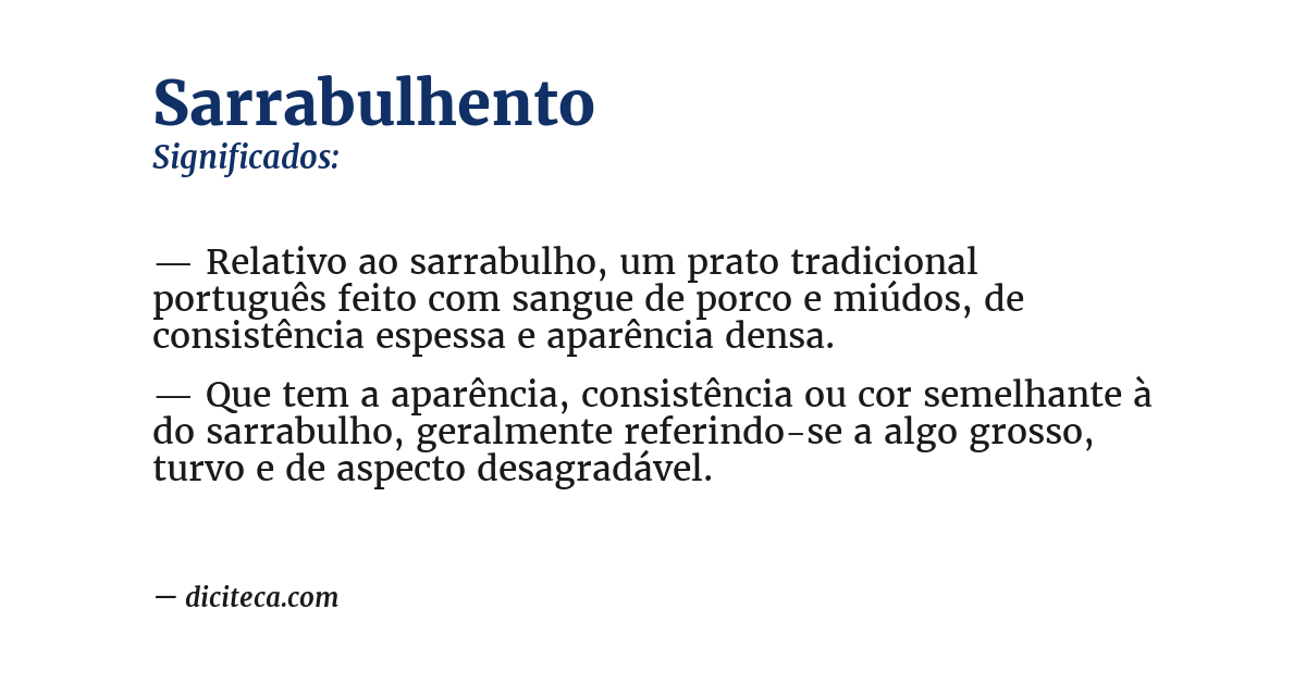 Significado de sarrabulhento