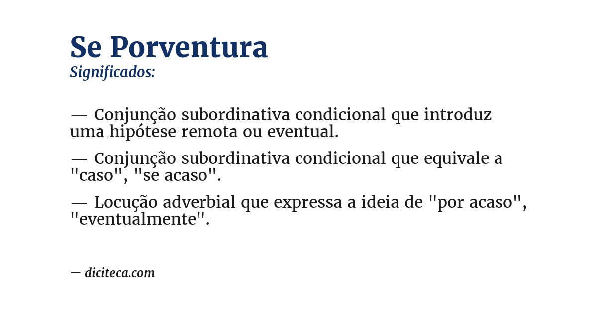 Significado de se porventura