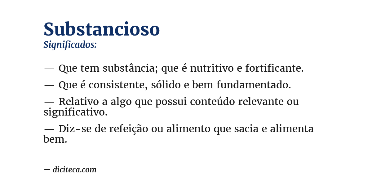 Significado de substancioso