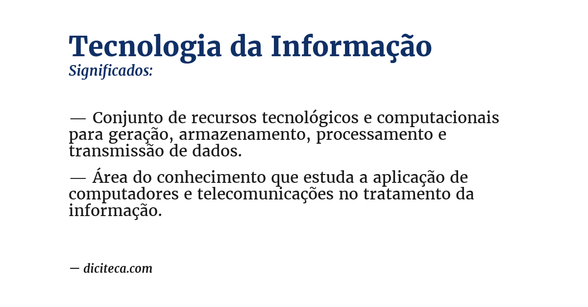 Significado de tecnologia da informação