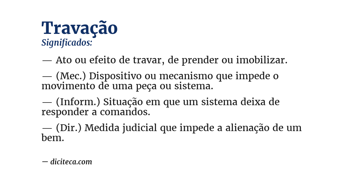 Significado de travação