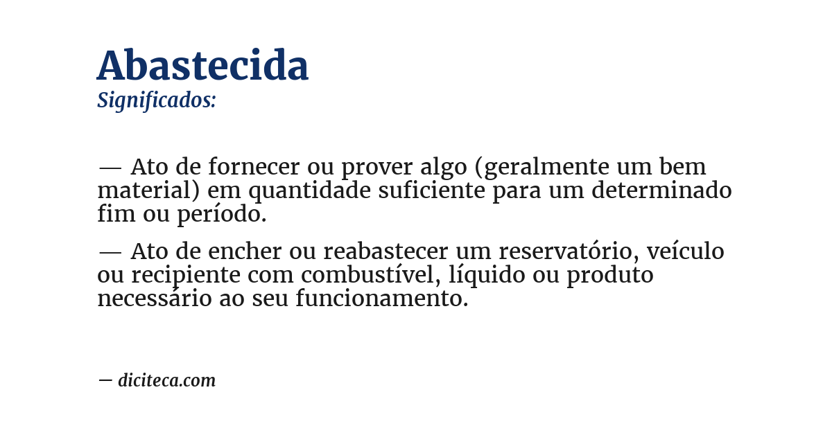Significado de abastecida