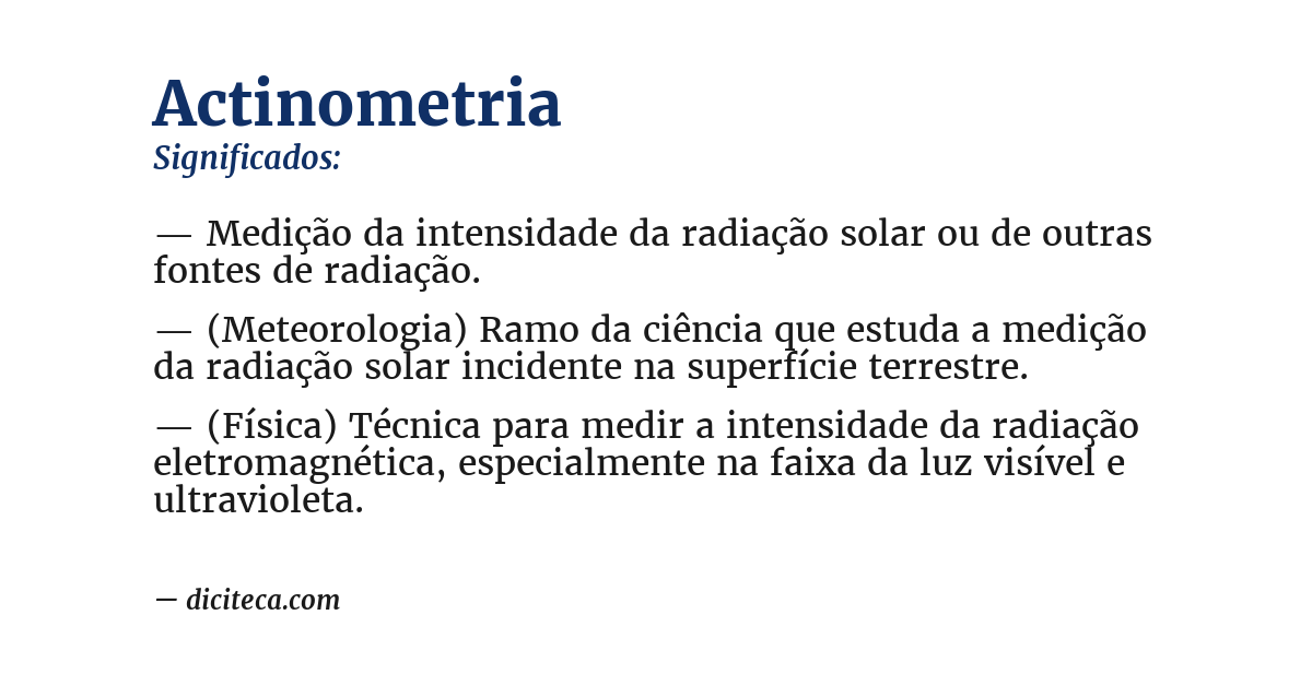 Significado de actinometria