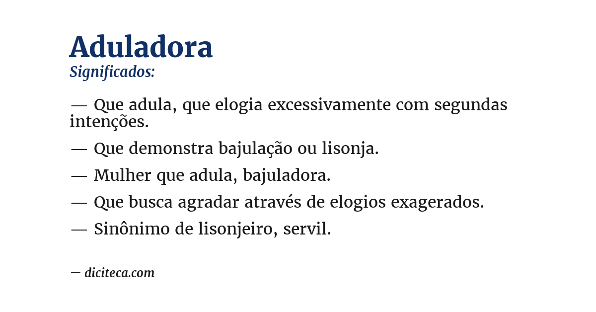 Significado de aduladora