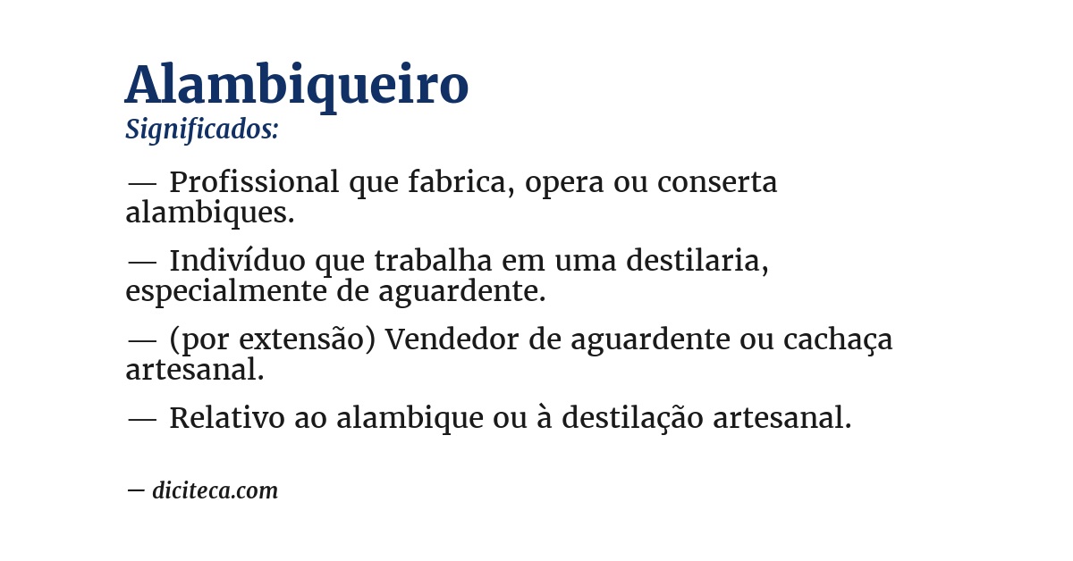 Significado de alambiqueiro