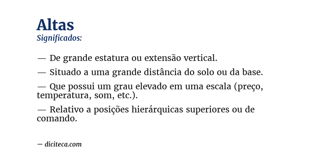 Significado de altas